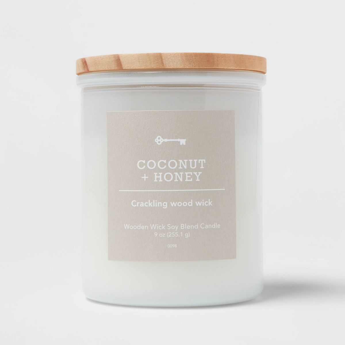 Milky White Glass Coconut and Honey Lidded Wooden Wick Jar Candle 9oz - Threshold™ | Target