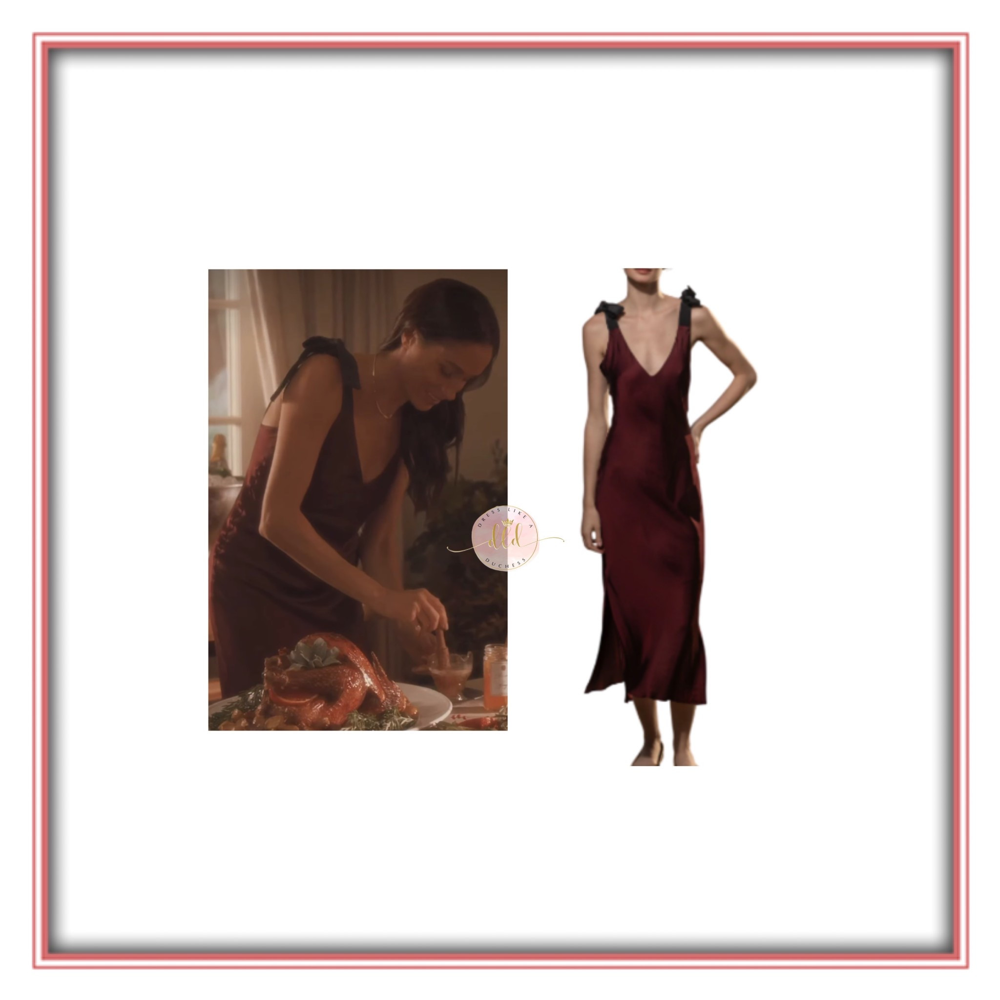 11/18/25 Meghan Markle in new reel for her Savd honey glaze wearing Heidi Merrick Marion dress 