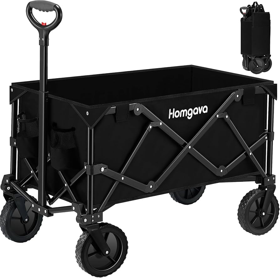 Collapsible Folding Wagon Cart,Heavy Duty Garden Cart with All Terrain Wheels,Portable Large Capa... | Amazon (US)