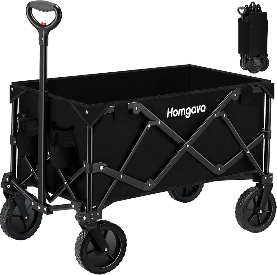 Collapsible Folding Wagon Cart,Heavy Duty Garden Cart with All Terrain Wheels,Portable Large Capa... | Amazon (US)