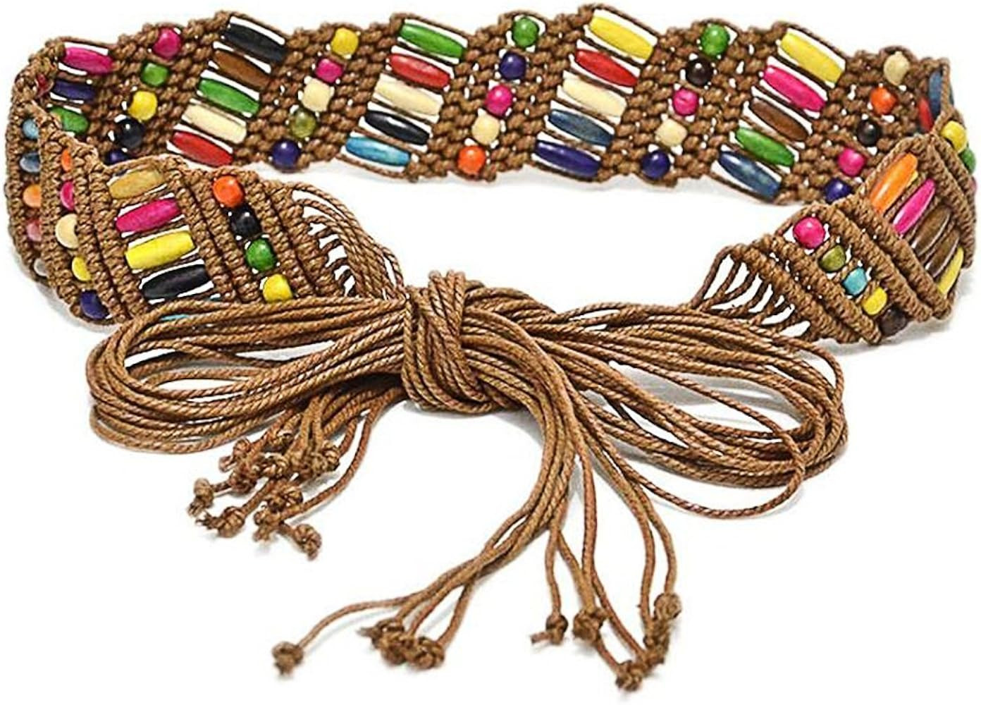 Viva Fancy Bohemia Womens' Colorful Woven Belt Wax Rope Skirt Dress Belts WD562 | Amazon (US)