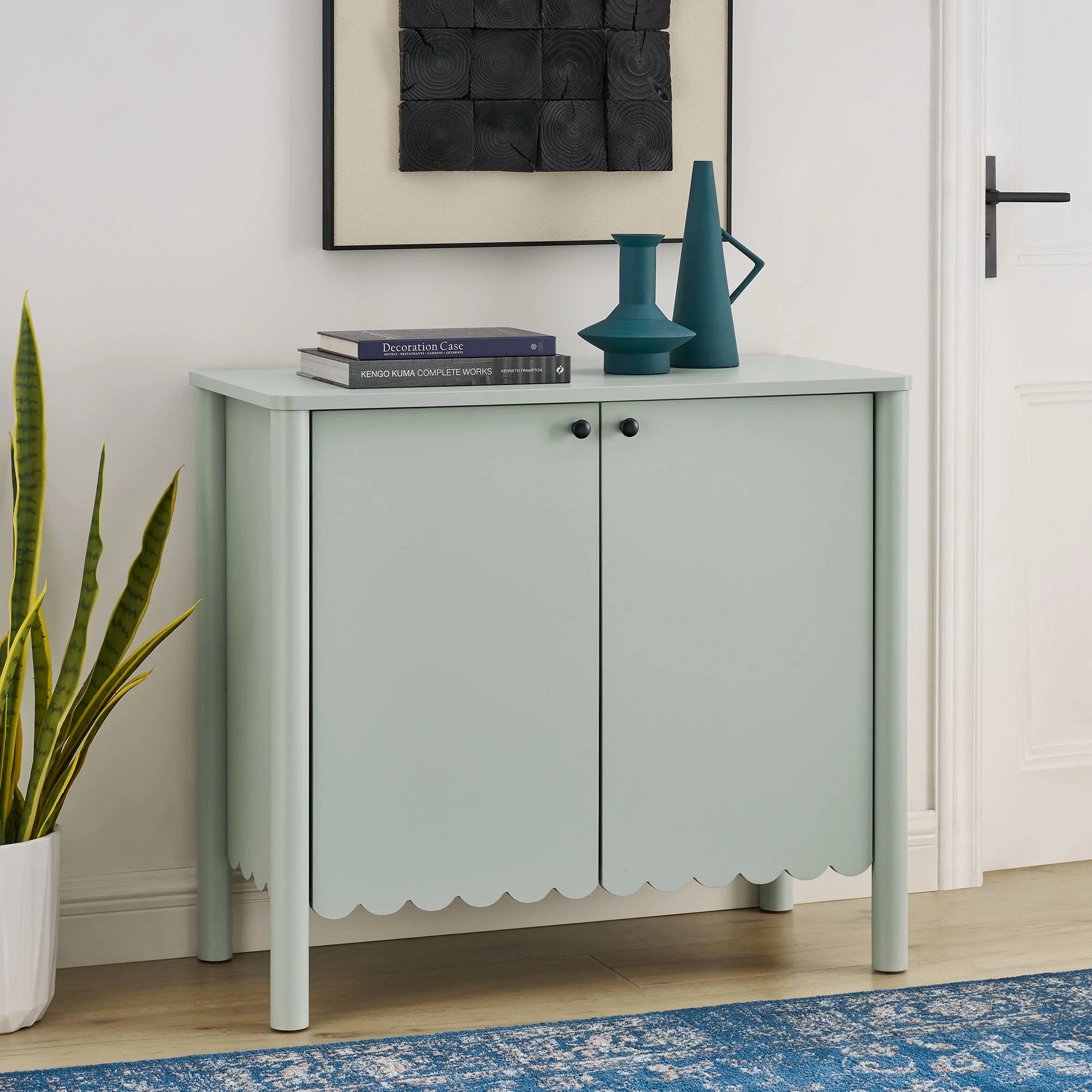 Modway Emmeline 35" 2-Door Scalloped Sideboard Cabinet in Sage | Walmart (US)