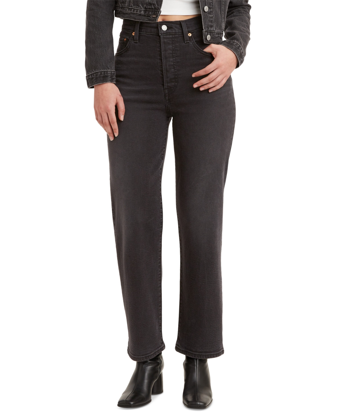 Levi's Women's Ribcage High Rise Straight Ankle Jeans - Just A Sec | Macy's