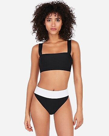 ultra high leg cheeky thick banded bikini bottom | Express