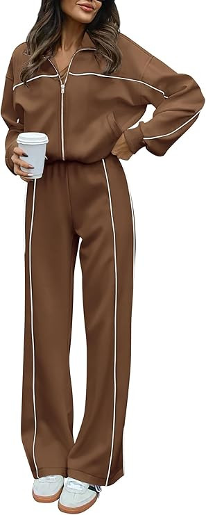 BTFBM Women's Two Piece Tracksuit Spring 2026 Long Sleeve Zip Up Sweatshirt Long Pants Outfits Jo... | Amazon (US)