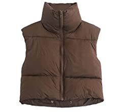 KEOMUD Women's Winter Crop Vest Lightweight Sleeveless Warm Outerwear Puffer Vest Padded Gilet | Amazon (US)