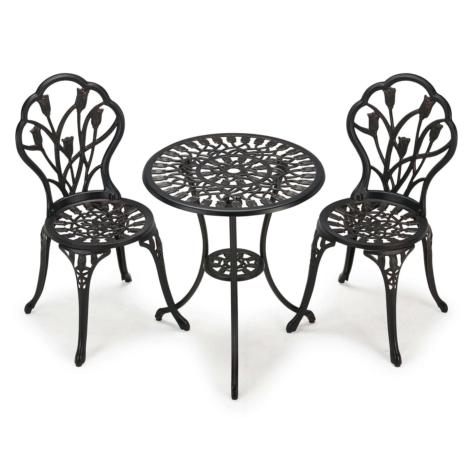 Gatto Round Cast Aluminium 2 - Person 24.5'' Long Bistro Set | Wayfair North America