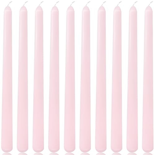 10 Inch Light-Pink Taper Candles for Home Decoration, 10 Pack Unscented Candlesticks for Dinner Wedding Party, Smokeless and Dripless Candle Sticks | Amazon (US)