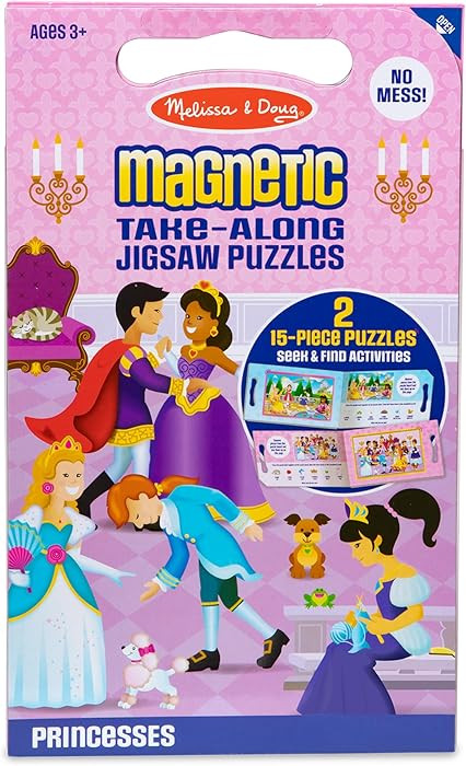 Melissa & Doug Take-Along Magnetic Jigsaw Puzzle Set – Princesses (2 x 15 Piece) Travel Activit... | Amazon (US)
