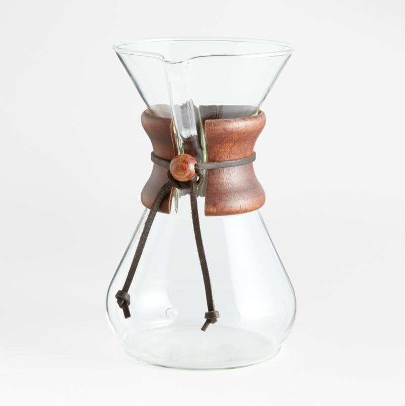 Chemex 8-Cup Glass Pour-Over Coffee Maker with Dark Wood Collar + Reviews | Crate & Barrel | Crate & Barrel