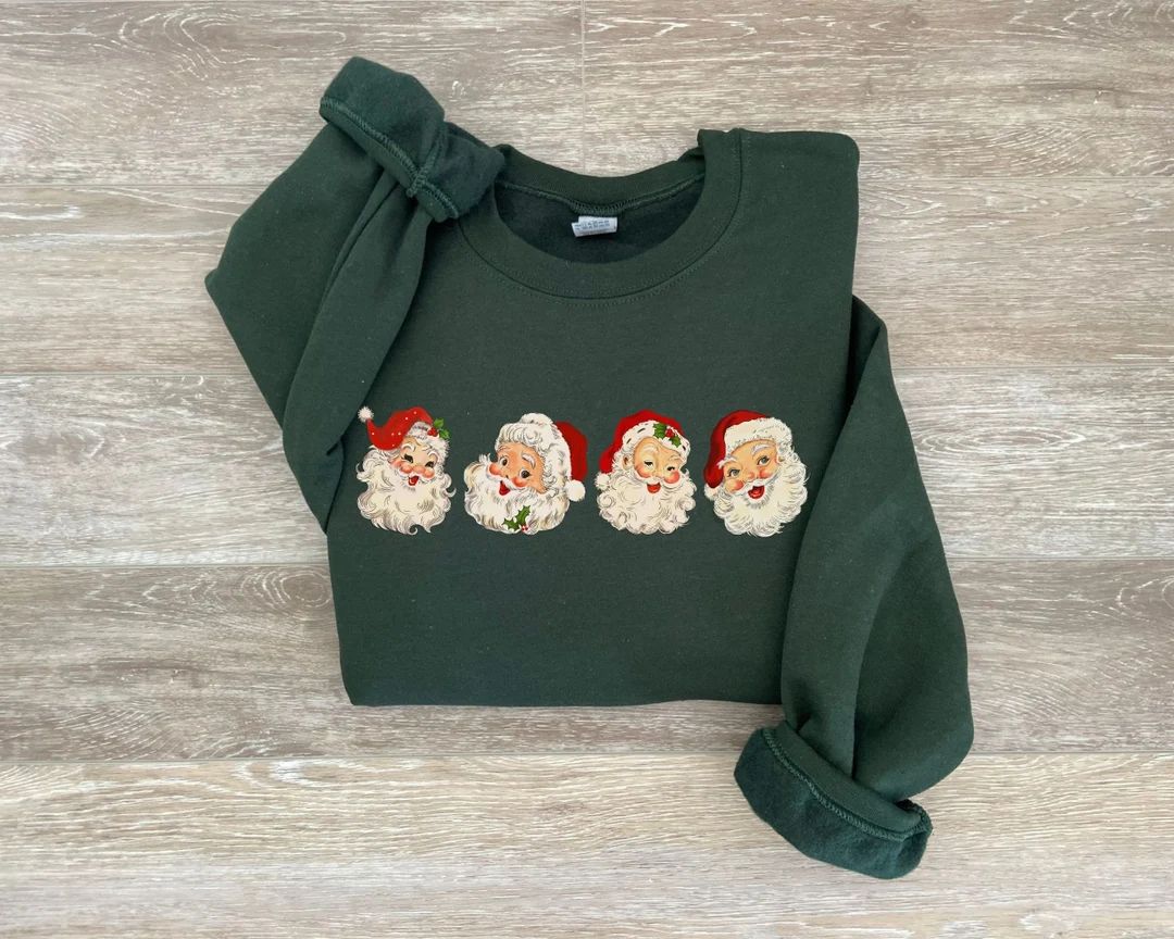 Vintage Santa Claus Christmas Sweatshirt Retro Style - Etsy | Etsy (US)