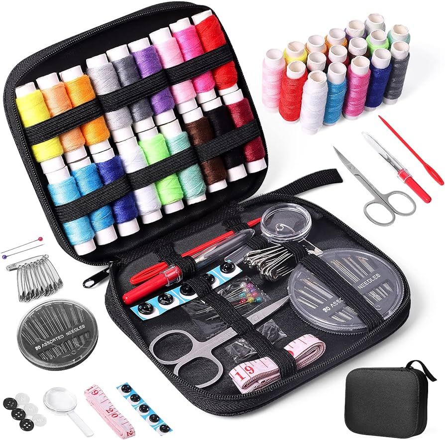 JUNING Sewing Kit with Case Portable Sewing Supplies for Home Traveler, Adults, Beginner, Emergen... | Amazon (US)