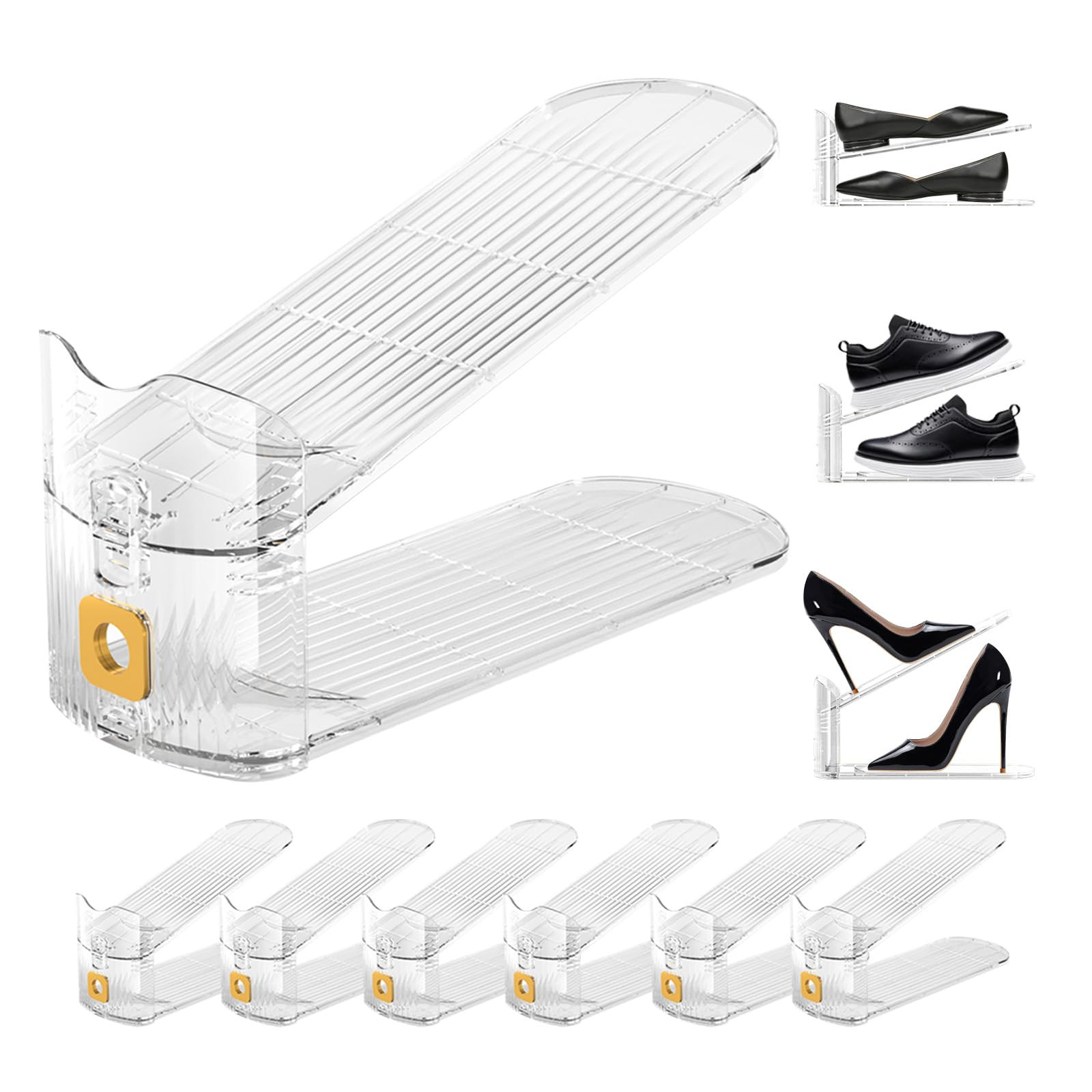 Clear Shoe Slot Organizers Shoe Stackers Organizer for Closet Adjustable Space Saver Shoe Rack Ho... | Amazon (US)