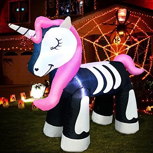 TURNMEON 4 Foot Halloween Inflatables Outdoor Decorations Blow up Skeleton Unicorn Ghosts with LE... | Amazon (US)