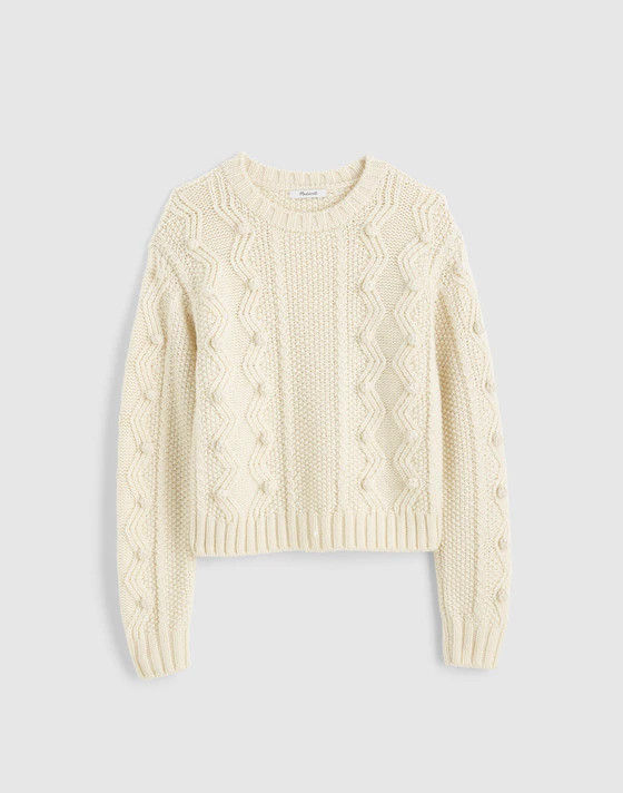 Mix-Stitched Crewneck Sweater in Wool | Madewell