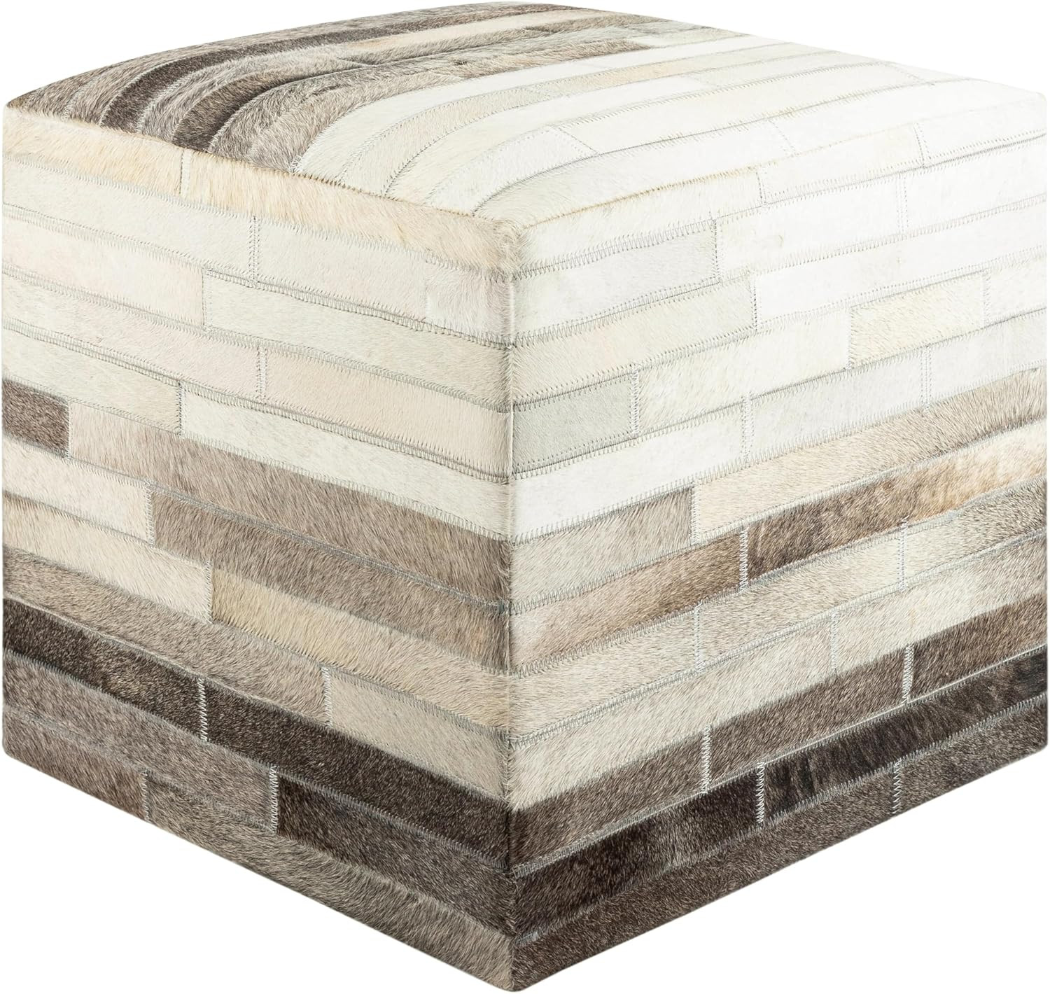 Mark&Day Pouf Ottoman, Grobrubbach Hide Leather and Fur Cream Cube Pouf Foot Rest for Living Room... | Amazon (US)