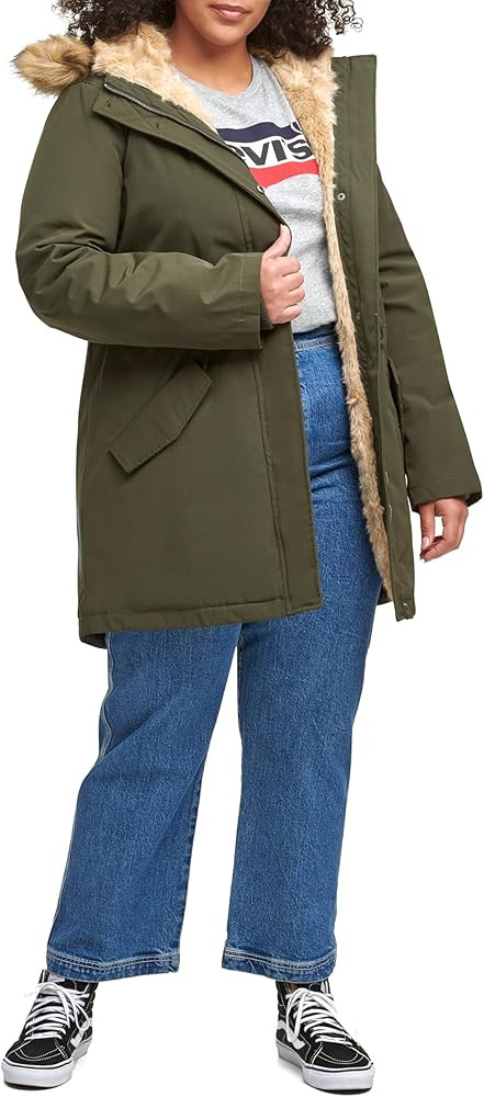 Levi's Women's Faux Fur Lined Hooded Parka Jacket | Amazon (US)
