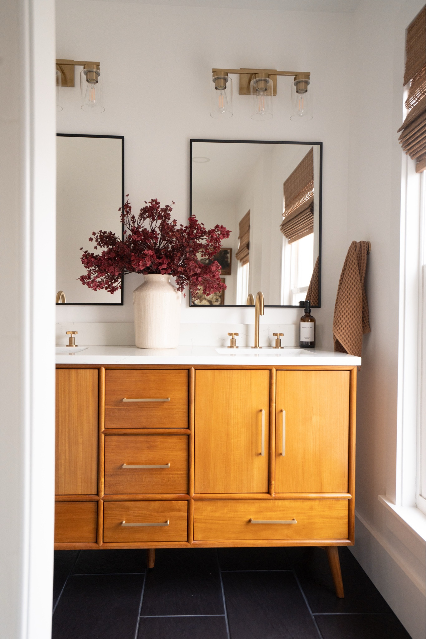 Our bathroom renovation is complete at our rental property! We love the finished look. The Tile Shop is not on LTK to link but items used are:

Shower Walls: Villa White Matte 
Shower Niche: Sampson Marble Mosaic 
Floors: Nain Negro

Signature hardware is not on LTK to link but vanity is called 60 inch Novak double teak vanity.

#LTKHome #LTKStyleTip