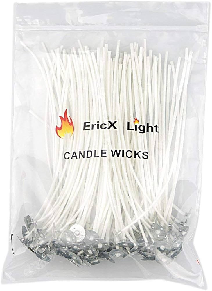 EricX Light 100 Piece Natural Candle Wick, Low Smoke 6" Pre-Waxed & 100% Natural Cotton Core,For ... | Amazon (US)