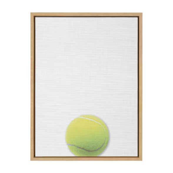 18" x 24" Sylvie Tennis Ball Portrait On Linen Art Framed Canvas Wall Decor - DesignOvation | Target