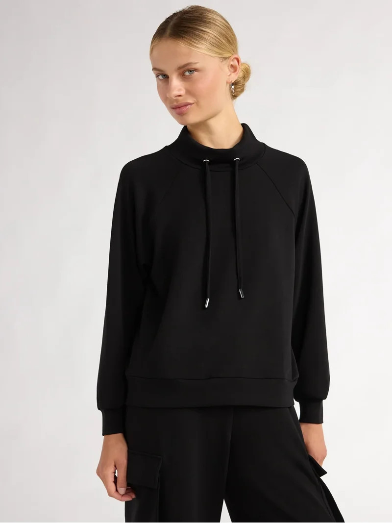 Scoop Women's and Women’s Plus Scubaknit Funnel Neck Sweatshirt, Sizes XS-4X | Walmart (US)