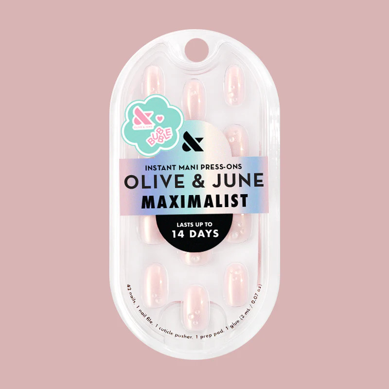 Pink Bubble Pearlescent - Press-On | Short | Round | Olive & June