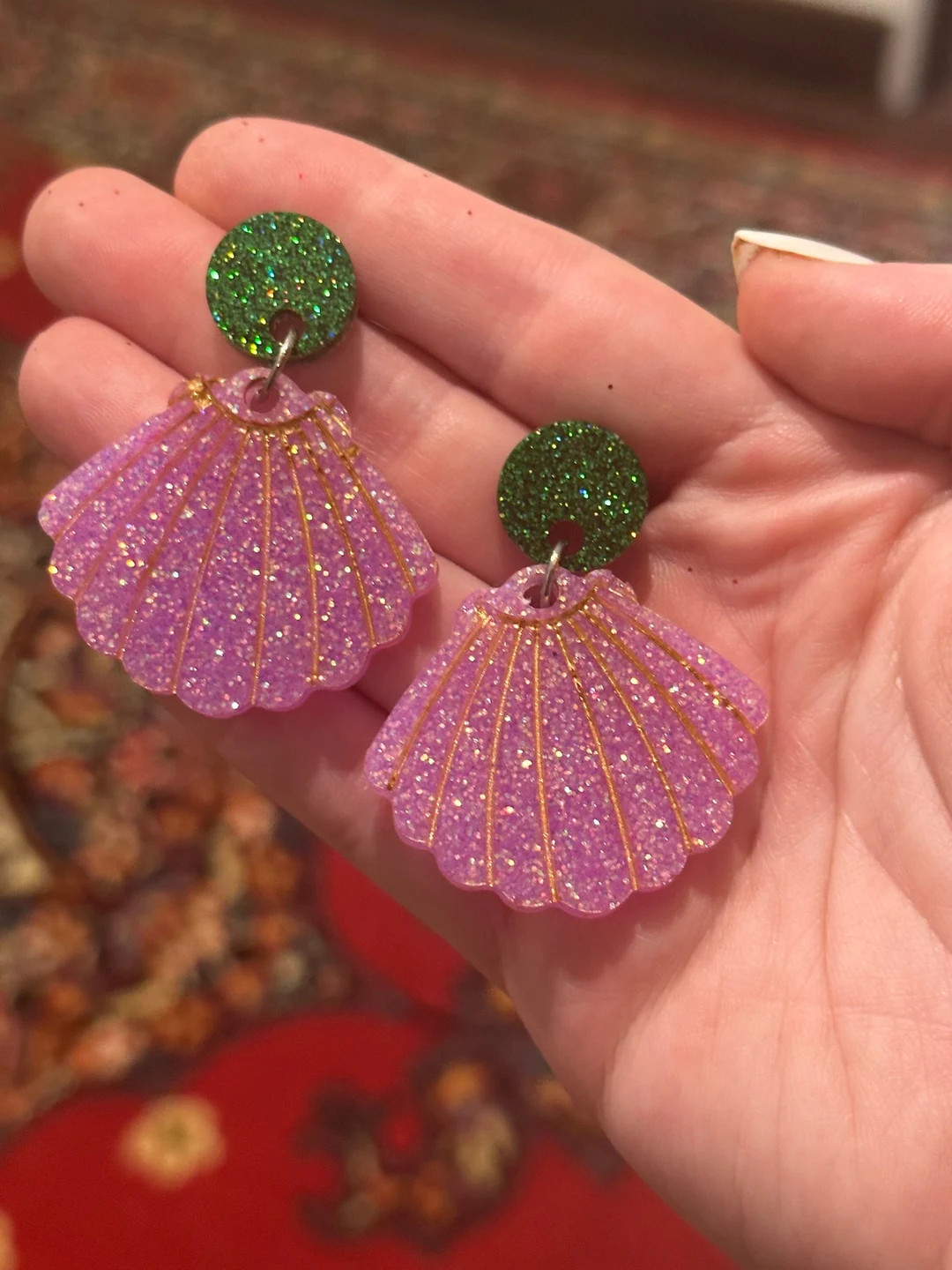 Magical Mermaid Fantasy Glitter Sea Shell Earrings - Etsy | Etsy (US)