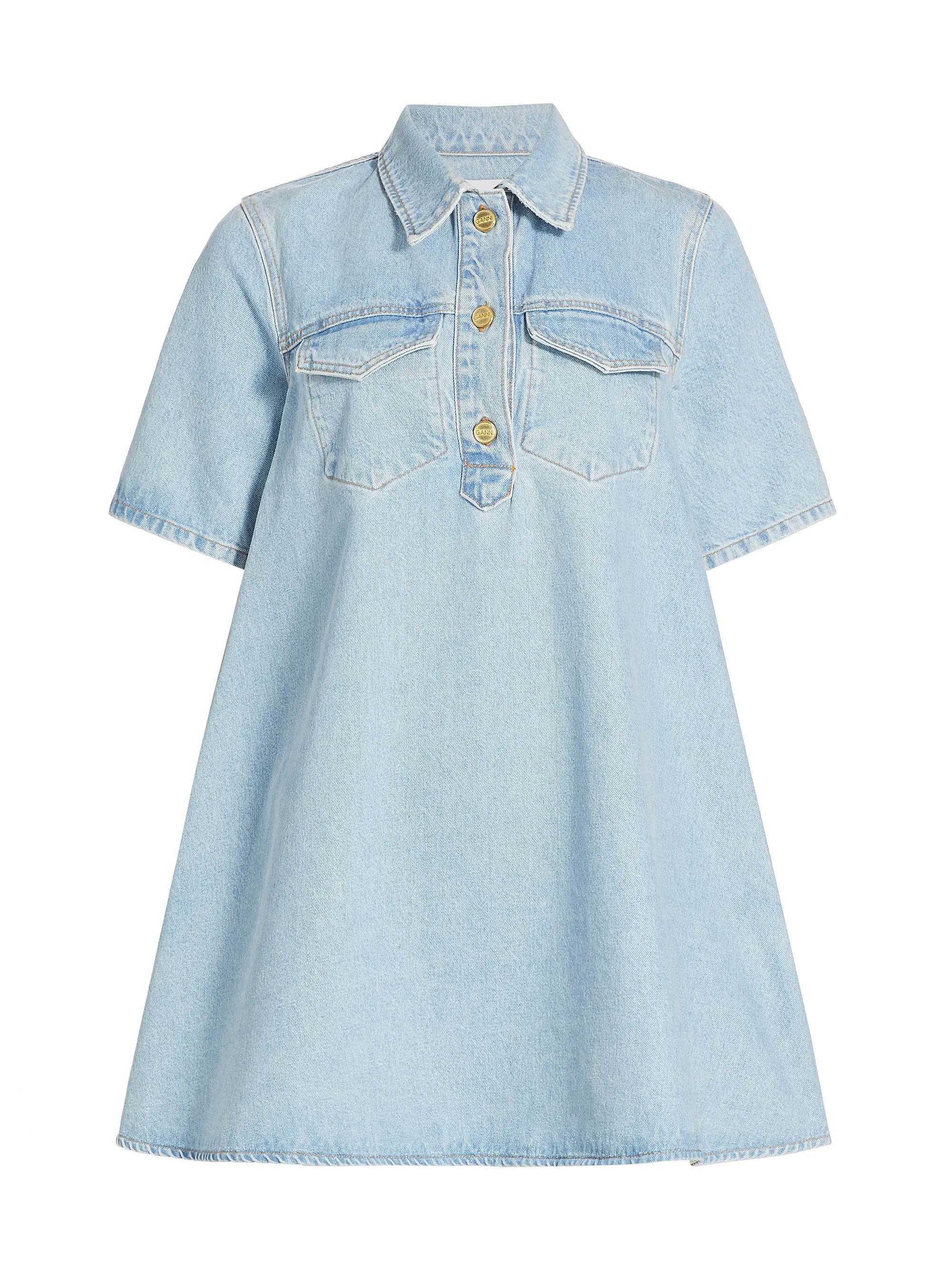 Short-Sleeve Denim Minidress | Saks Fifth Avenue
