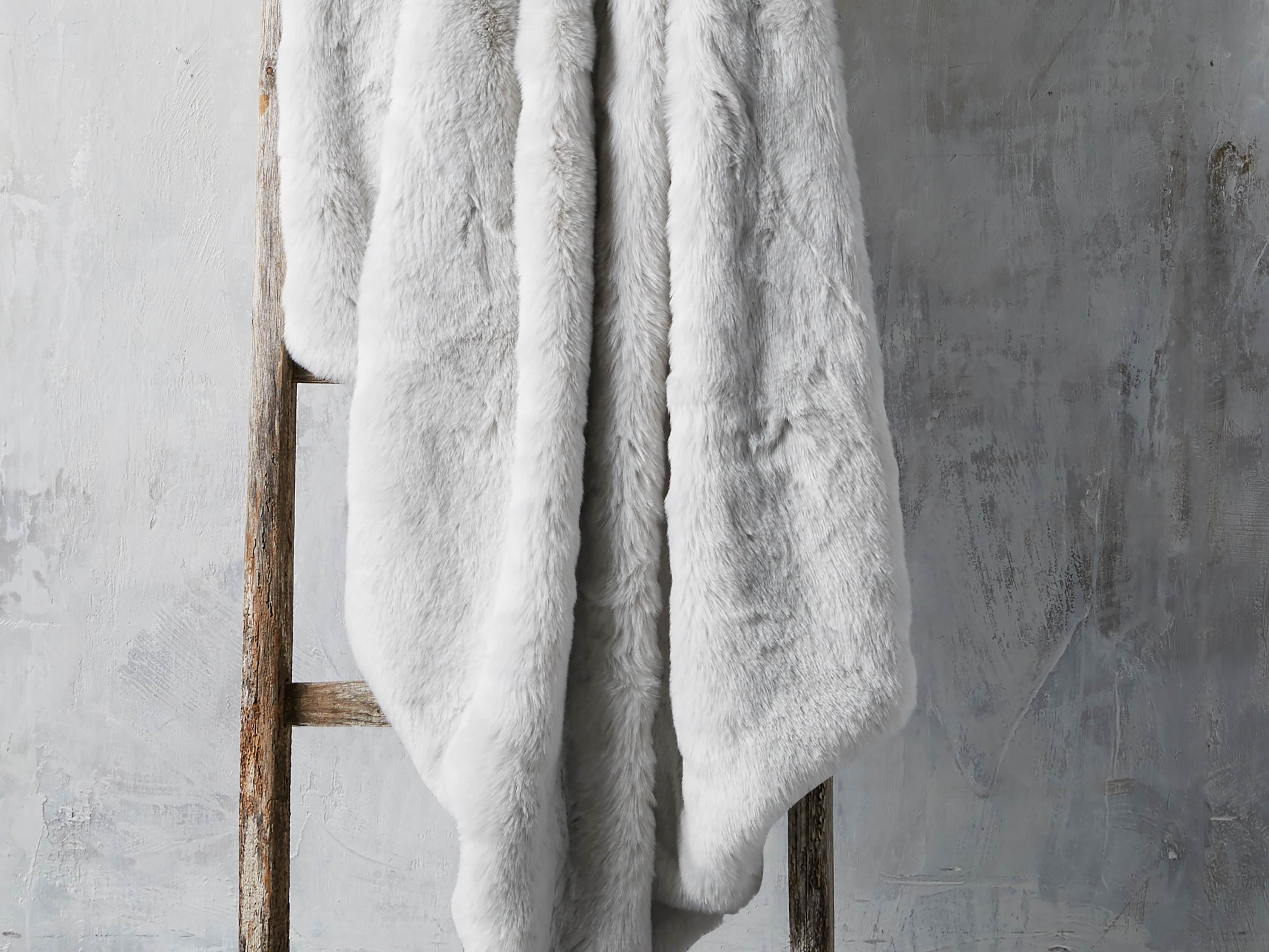 Faux Fur Throw in Light Grey | Arhaus