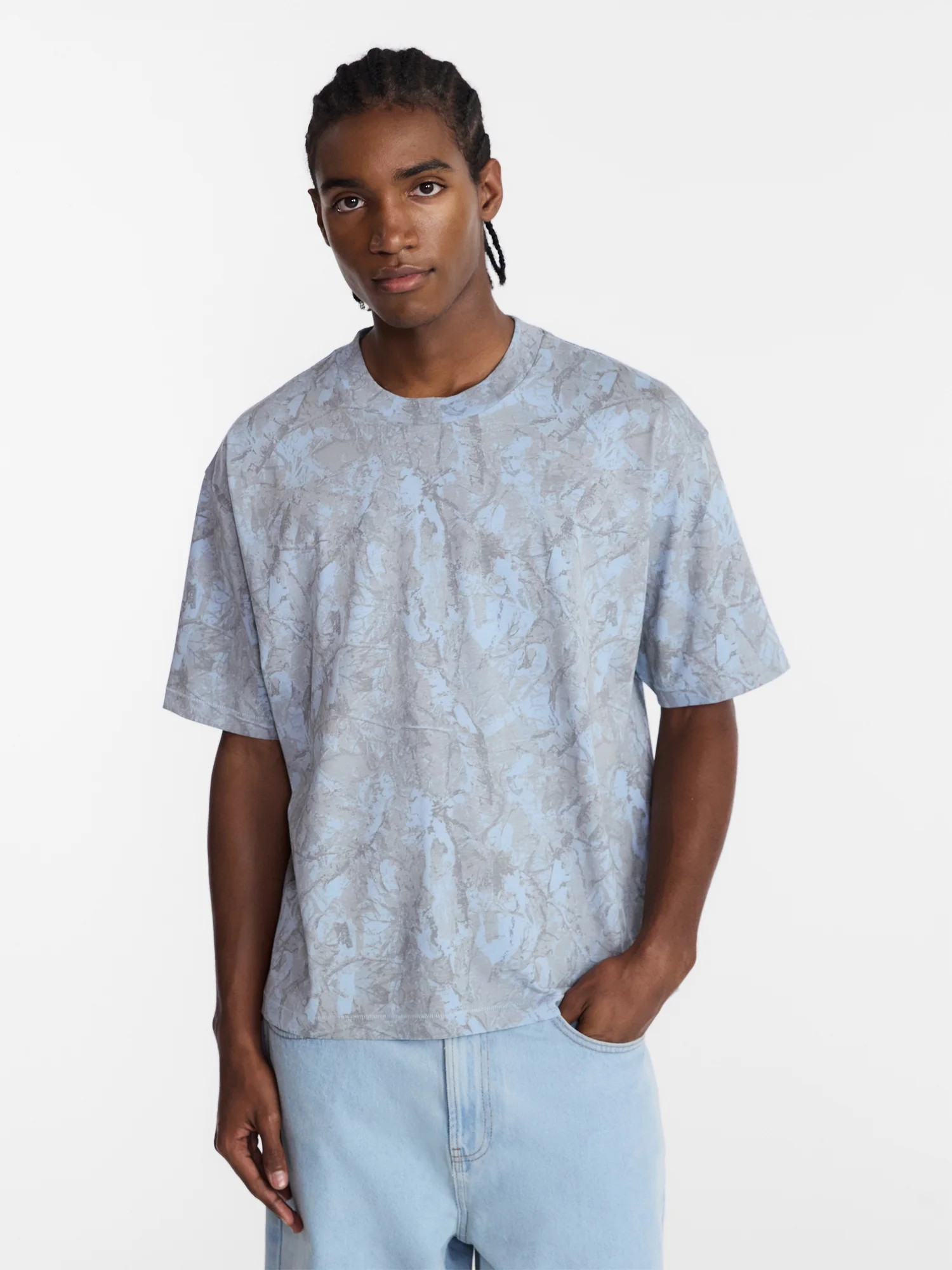 No Boundaries Cotton Oversized Cropped Tee with Short Sleeves, Men's and Big Men's XS-5XL | Walmart (US)