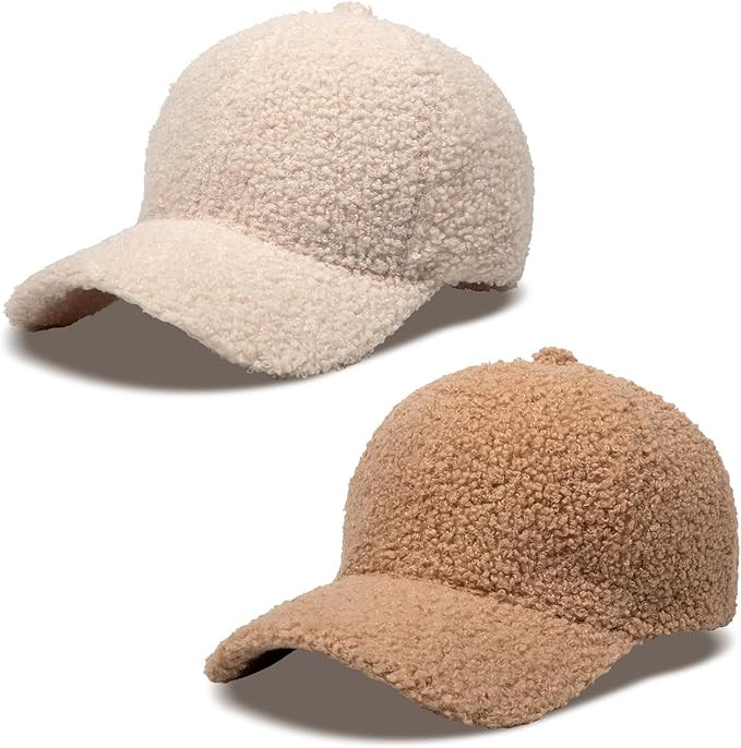 Women's Winter Baseball Cap Adjustable Solid Color Lamb Wool Warm Baseball Cap Unisex Unconstruct... | Amazon (US)