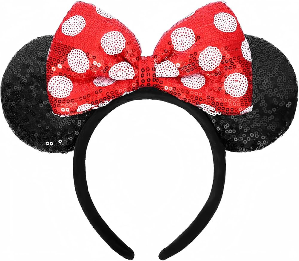 ETLUK Mouse Ears Headband, Mouse Ears Sequin Bow Headbands for Women Girls, Cosplay Accessories P... | Amazon (US)