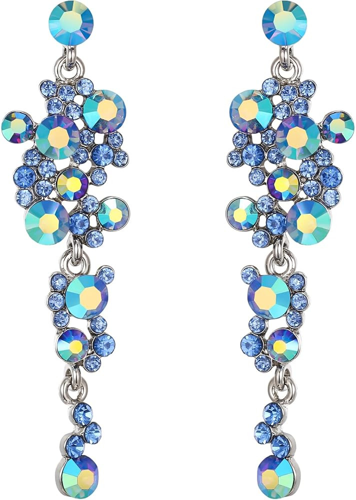 Flyonce Women's Crystal Wedding Bohemian Boho Floral Chandelier Long Dangle Earrings | Amazon (US)