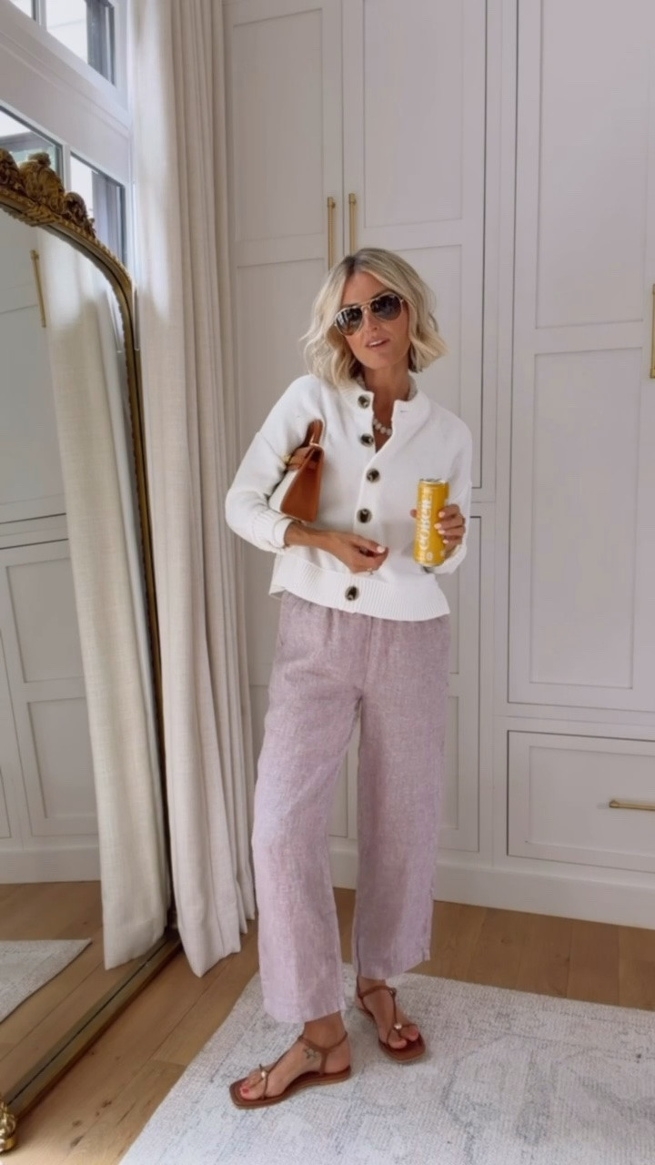 I cannot say enough good things about this cardigan! It truly is such a fail safe, staple piece! I literally have it in three colors! Wearing S! Loverly Grey, Quince, closet staples, closet basics, linen pants, summer outfit, capsule wardrobe, summer cardigan

#LTKootd #LTKSeasonal