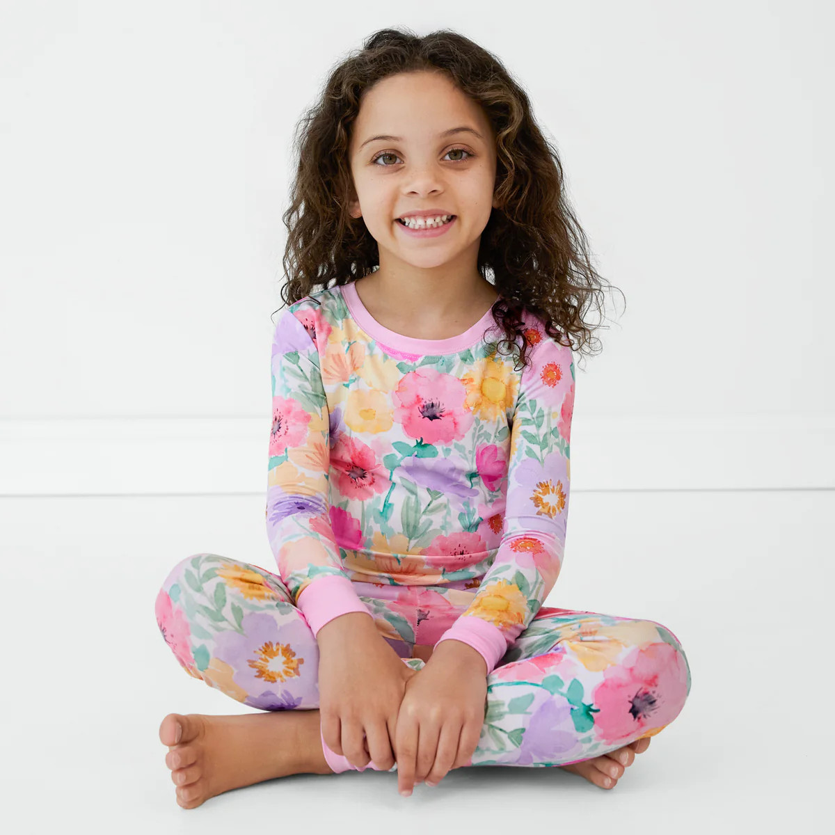 Watercolor Meadow Two-Piece Pajama Set | Little Sleepies