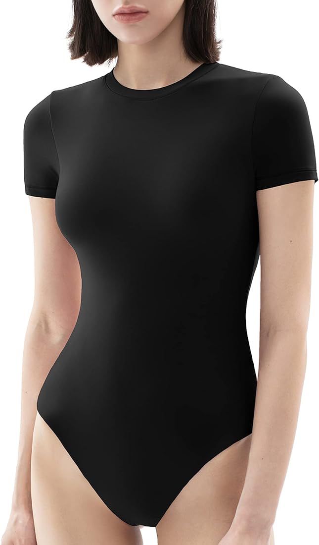 PUMIEY Women's Crew Neck Short Sleeve Bodysuit Smoke Cloud Collection T-shirt Tops | Amazon (CA)