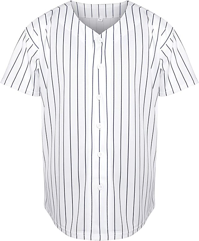 Phoneutrix Blank Plain Hip Hop Hipster Baseball Jersey Button Down Shirts Sports Uniforms Men Wom... | Amazon (US)