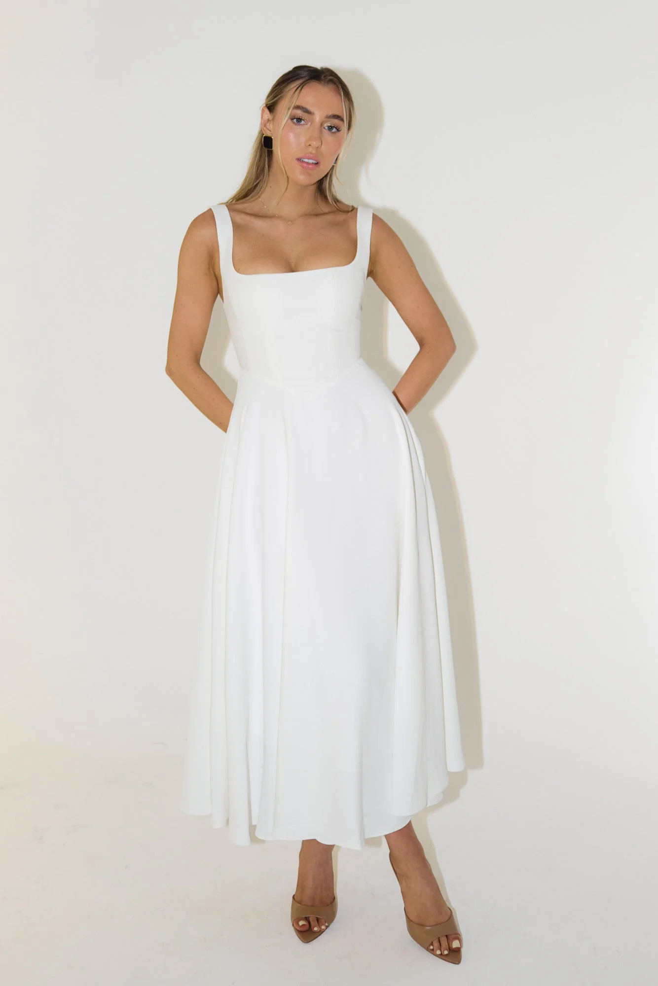 The Ultimate Muse High Waist Square Neck Midi Dress | Odd Muse