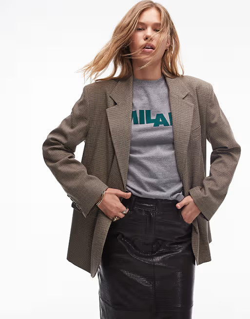 Topshop - Blazer d'ensemble à carreaux - Camel | ASOS (Global)