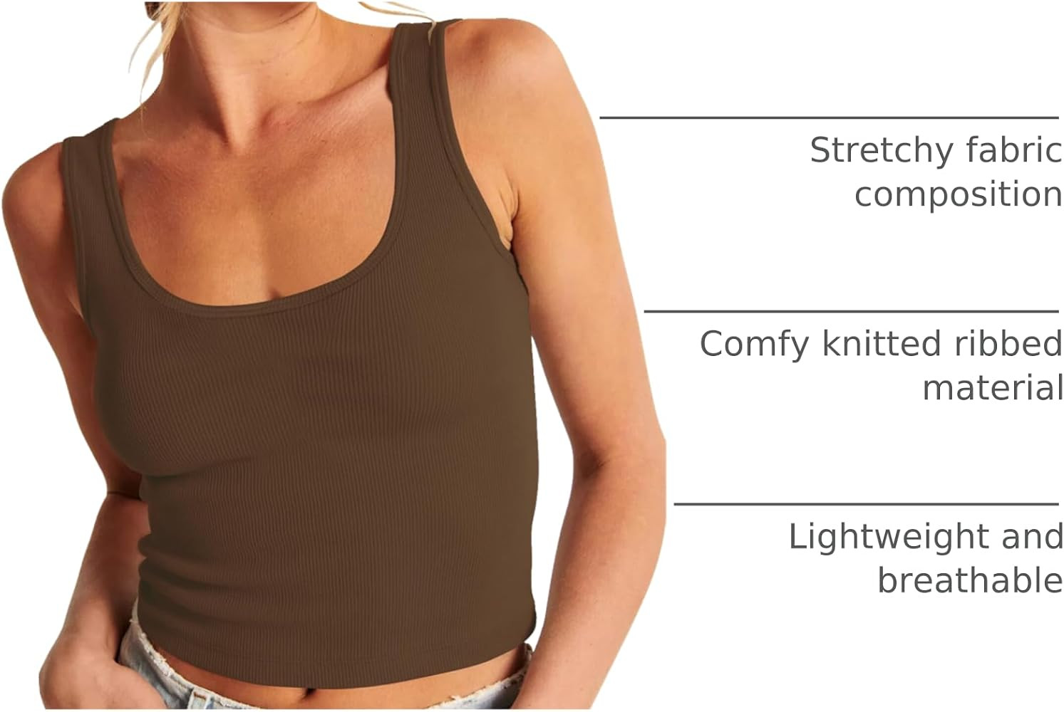 Artfish Women's Scoop Neck Sleeveless Knit Ribbed Fitted Casual Crop Tank Top | Amazon (US)