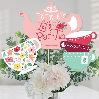 Big Dot of Happiness Floral Let's Par-Tea - Garden Tea Party Centerpiece Sticks - Table Toppers - Set of 15 | Target