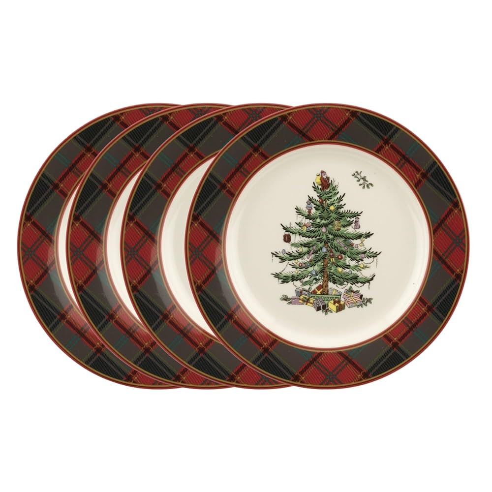 Spode Christmas Tree Tartan Salad Plate (Set of 4) - 7.75" Earthenware Plate, Holiday Tableware f... | Amazon (CA)