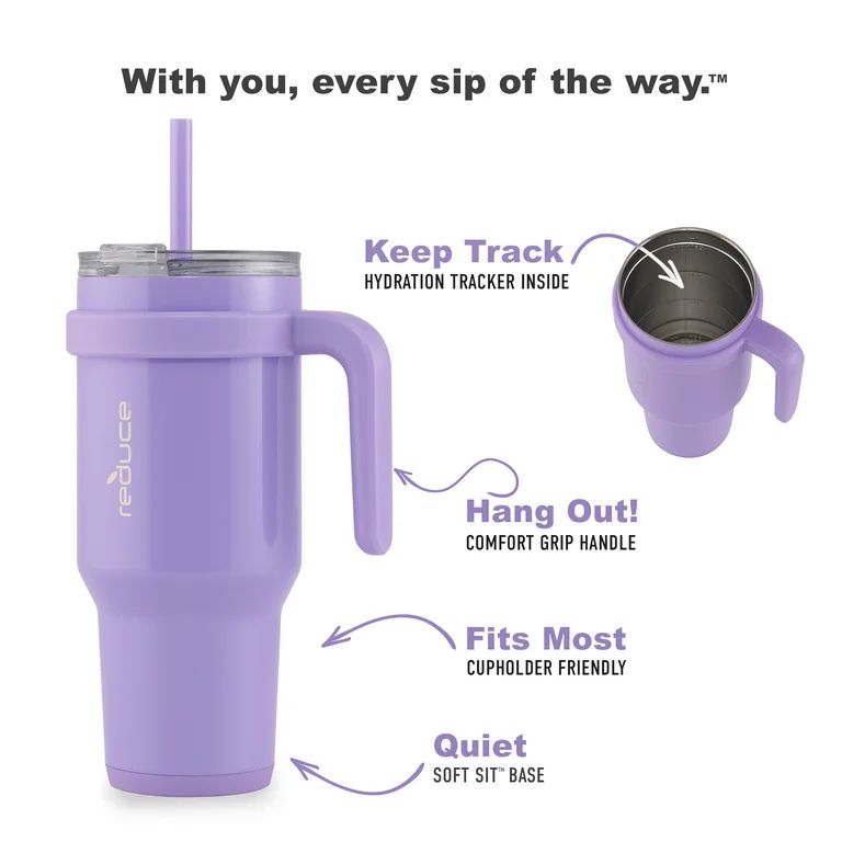 Reduce Slim Cold1 Tumbler - Straw, Lid & Handle. Insulated Stainless Steel 40oz, Wisteria | Walmart (US)