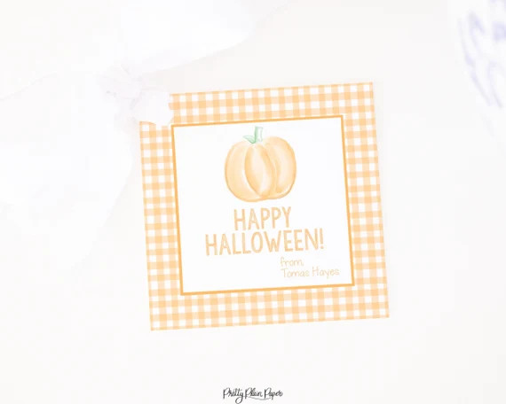 Pumpkin & Orange Gingham Halloween Treat or Gift Tag  Orange - Etsy | Etsy (US)