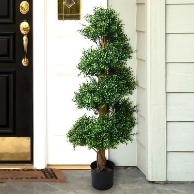 Pure Garden 4 ft Artificial Spiral Tree – Potted Boxwood Fake Plant for Indoor or Outdoor Décor – Faux Plants for Home, Office, or Restaurant | Target