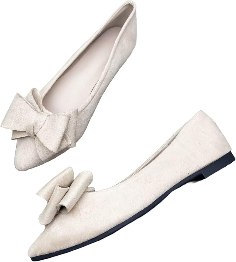 SAILING LU Bow-Knot Ballet Flats for Women Pointed Toe Crystals Wedding Shoes Comfort Light Weigh... | Amazon (US)
