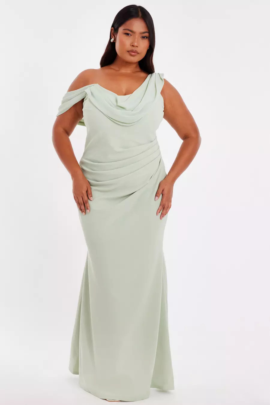 Curve Sage Drop Sleeve Maxi Dress | Quiz Clothing