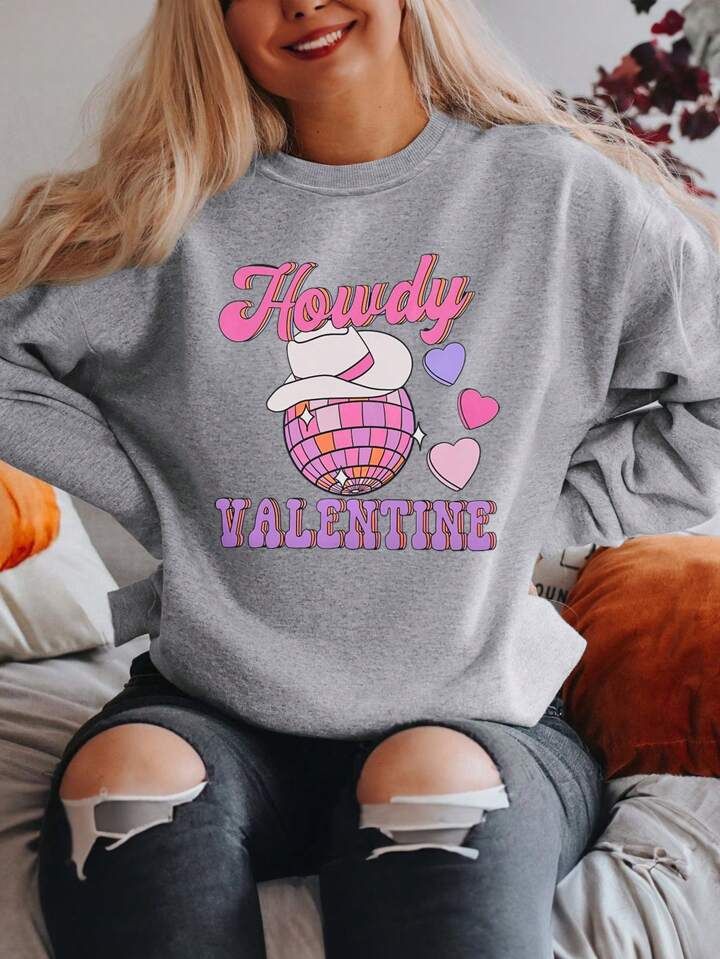 Howdy Valentine Sweatshirt, Howdy Valentine Country Sweater, Howdy Sweaters, Valentines Day Hoodi... | SHEIN