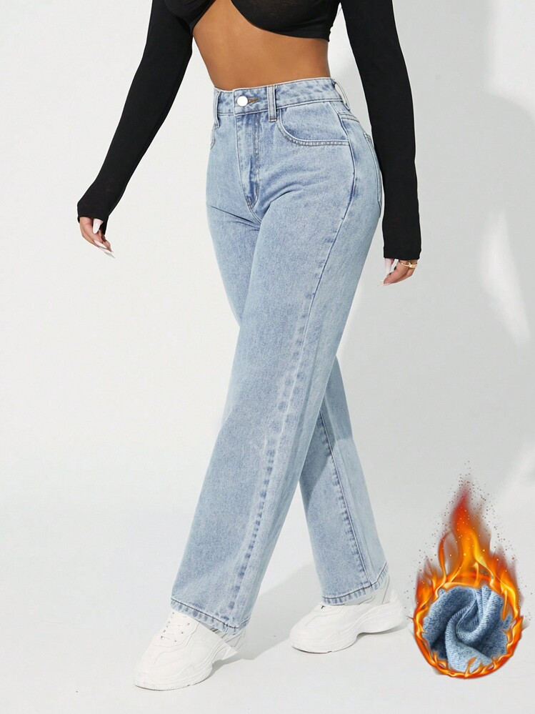 SHEIN PETITE Women's Simple Front Button Pocket Casual Denim JeansWarm Thanksgiving Outfit Christ... | SHEIN