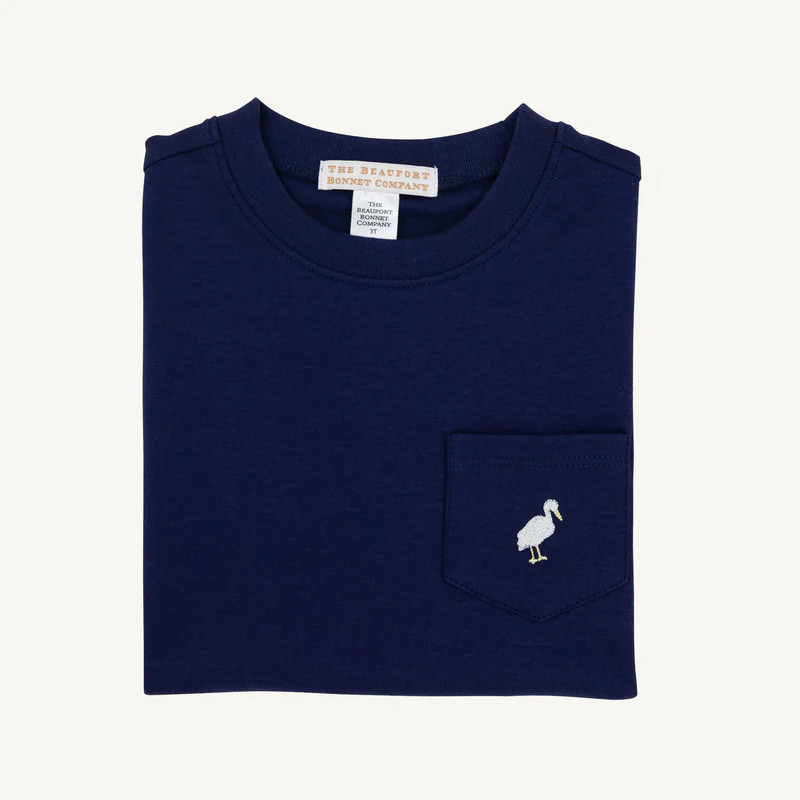 Carter Crewneck - Gibson Island Green with Lake Worth Yellow Stork | The Beaufort Bonnet Company